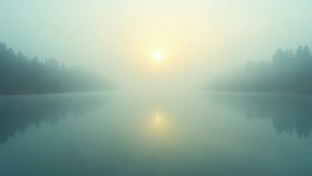 Morning mist over a still deep teal lake with cream light breaking through, representing clarity emerging from mental fog