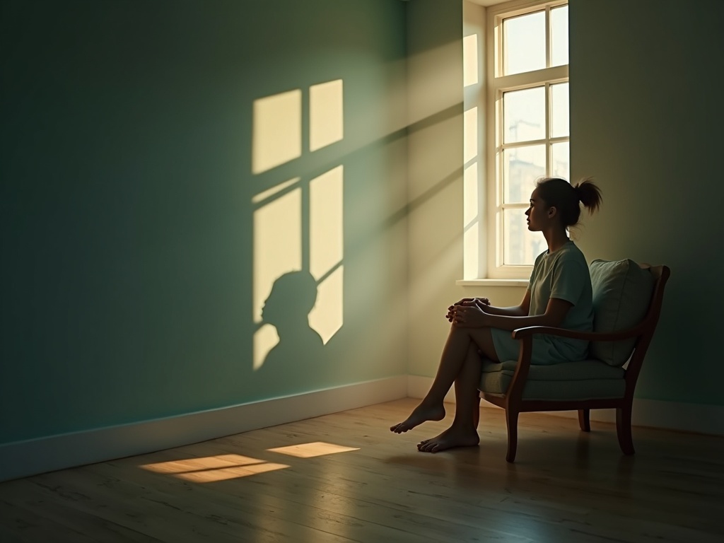 Peaceful quiet reflection - sitting with thoughts without judgment